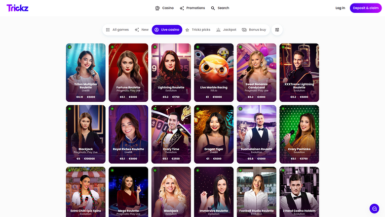 Trickz Casino Desktop Live Dealer