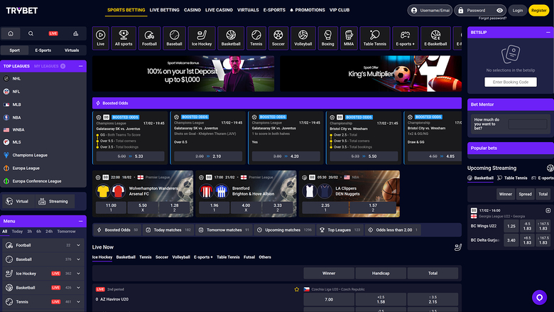 Trybet Casino Desktop Sports