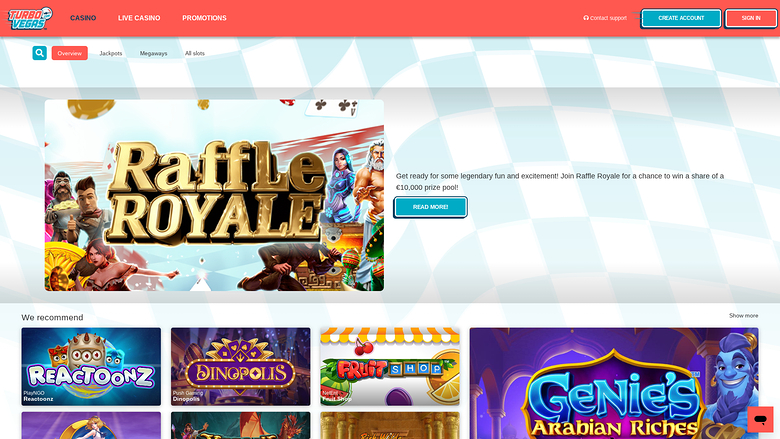 TurboVegas Casino Desktop Homepage