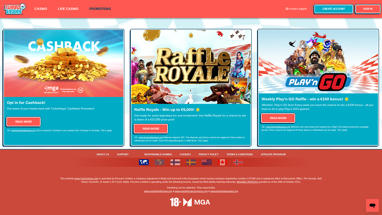 TurboVegas Casino Desktop Promotions