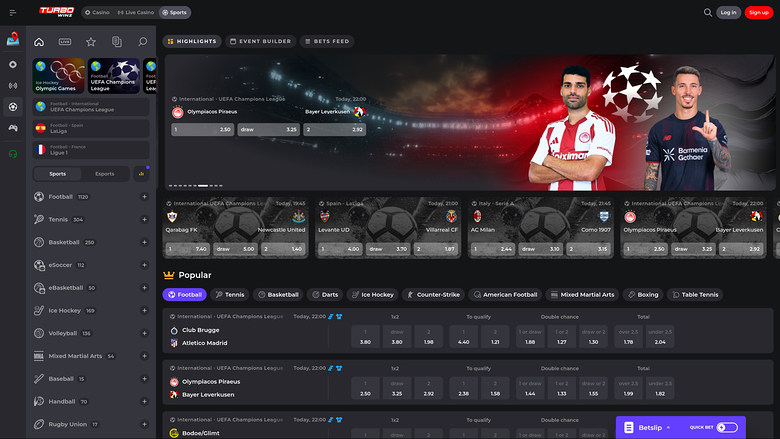 TurboWinz Casino Desktop Sports