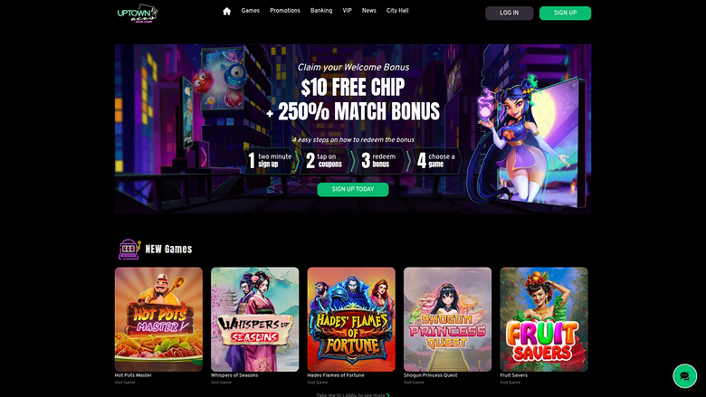 UpTown Aces Casino Desktop Homepage