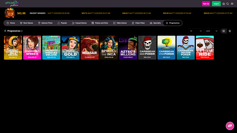 UpTown Pokies Casino Desktop Jackpot