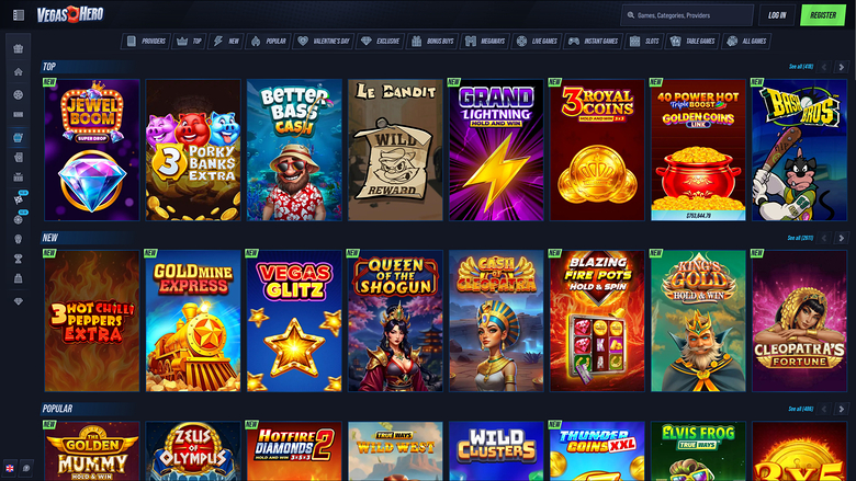 VegasHero Casino Desktop Games