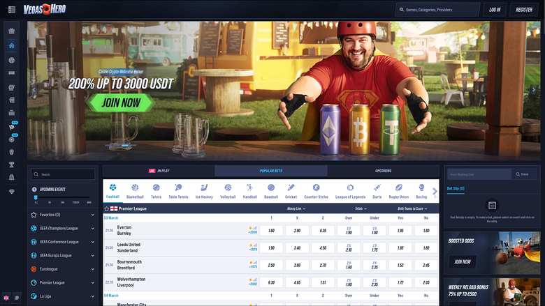 VegasHero Casino Desktop Homepage