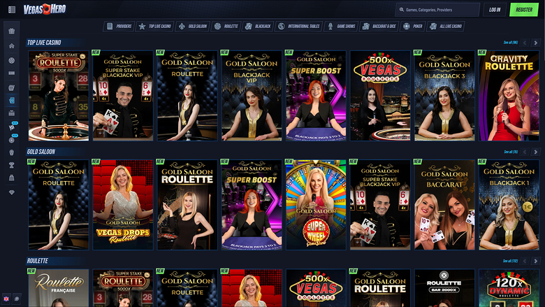 VegasHero Casino Desktop Live Dealer