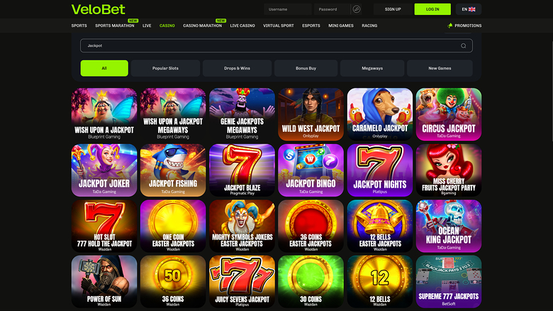  Velobet Desktop Jackpot