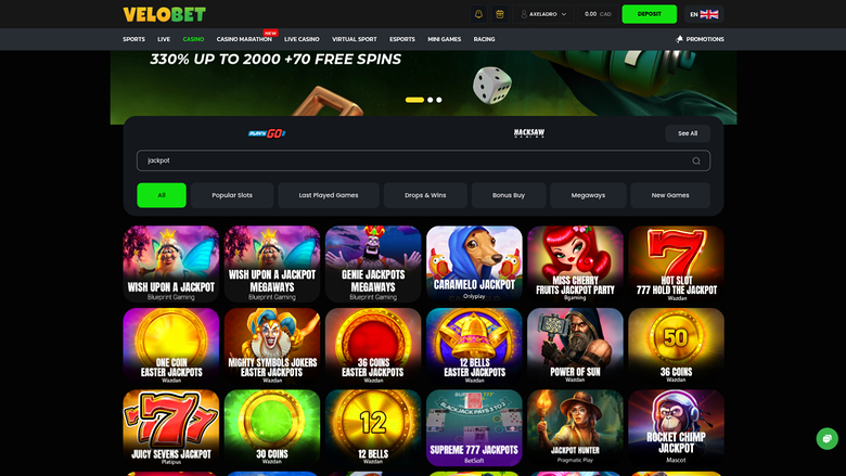  Velobet Desktop Jackpot