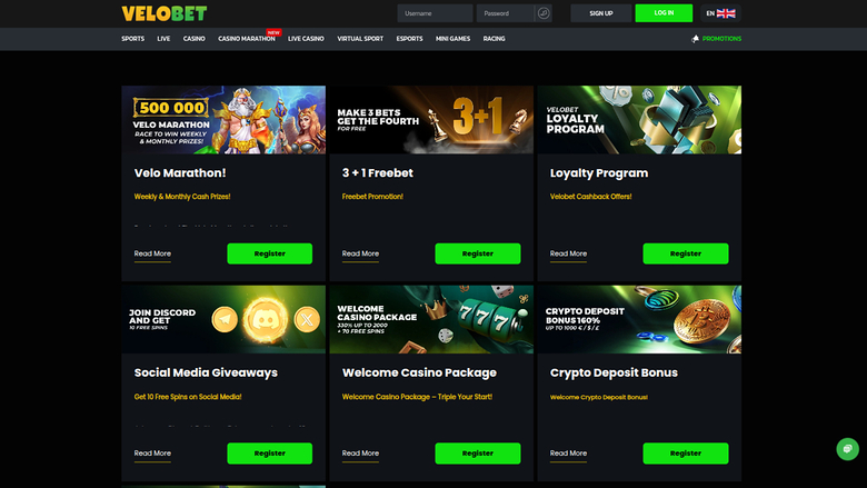 Velobet Desktop Promotions