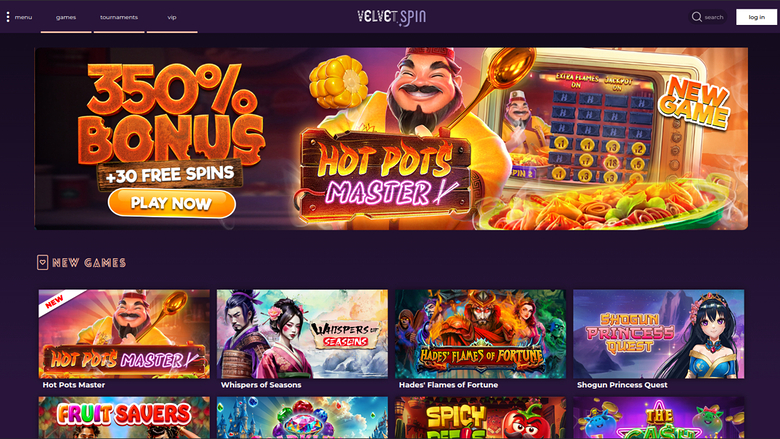 Velvet Spin Desktop Homepage