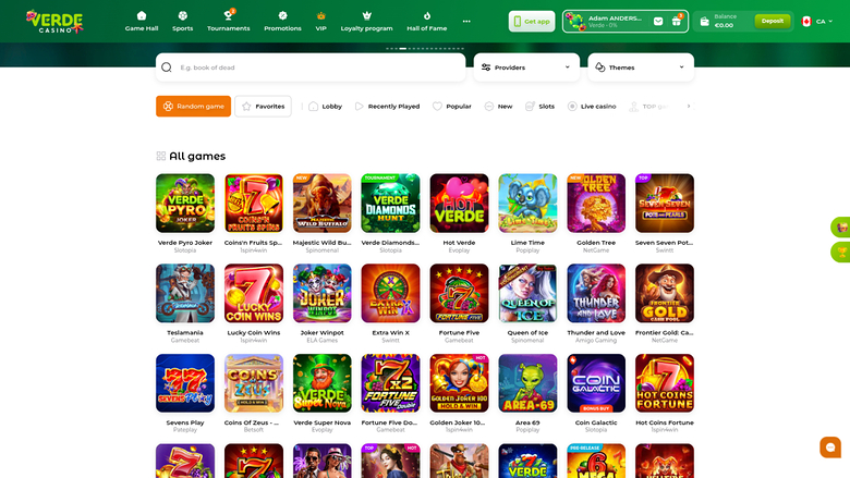 Verde Casino Desktop Games
