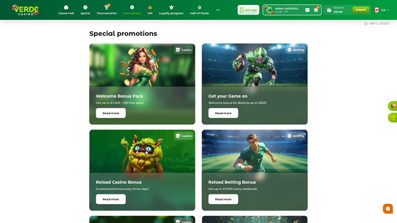 Verde Casino Desktop Promotions