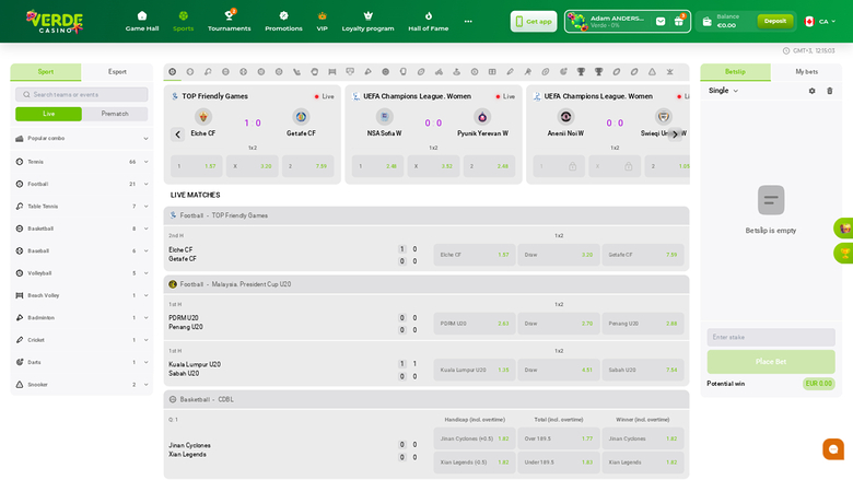 Verde Casino Desktop Sports