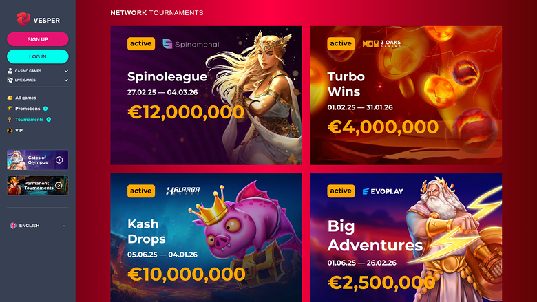 Vesper Casino Desktop Tournaments