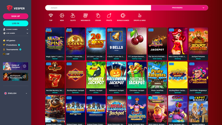 Vesper Casino Desktop Jackpot