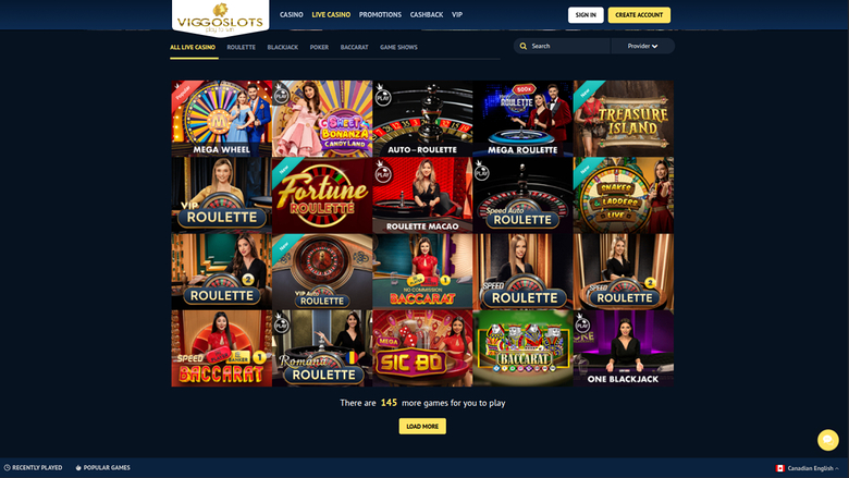 Viggoslots Casino Desktop Live Dealer