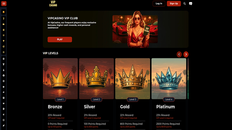 VIP screenshot of VipCasino for Desktop