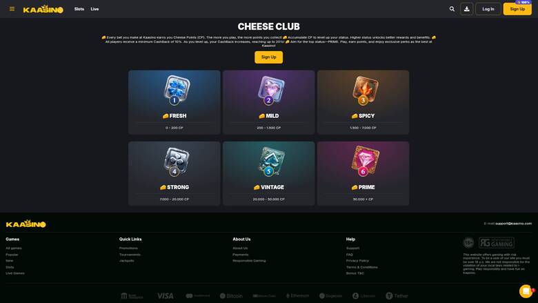 VIP page screenshot of Kaasino Casino