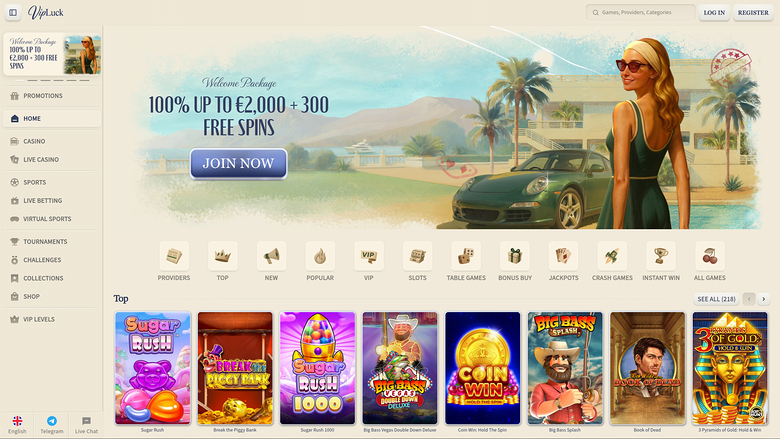 VIP Luck Casino Homepage