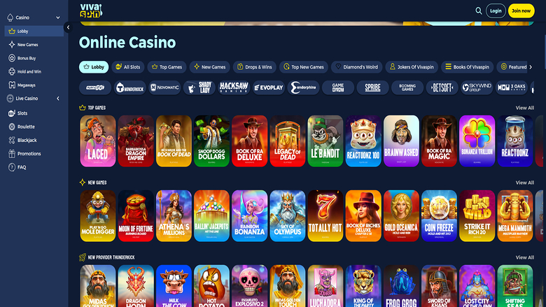 Games screenshot of Vivaspin Casino for Desktop
