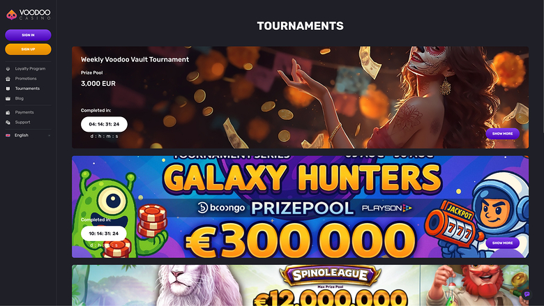 Voodoo Casino Desktop Tournaments