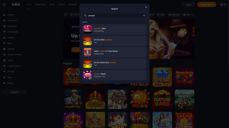 Vox Casino Desktop Jackpot