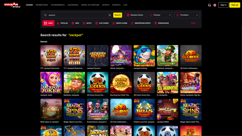 Vulkanspiele Casino Desktop Jackpot