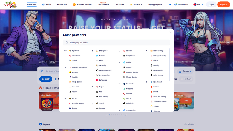VulkanVegas Casino Desktop Game Developers