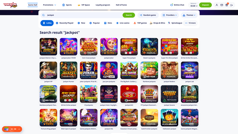 VulkanVegas Casino Desktop Jackpot