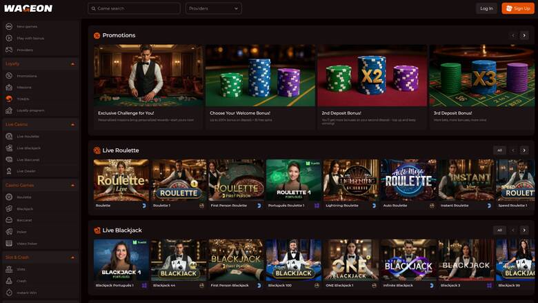 Wageon Casino Homepage