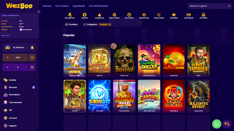 Wazbee Casino Desktop Games