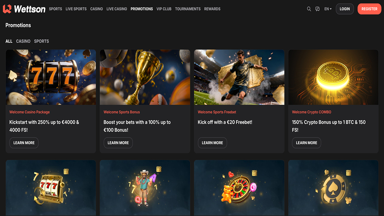 Promotions screenshot of Wettson Casino for Desktop