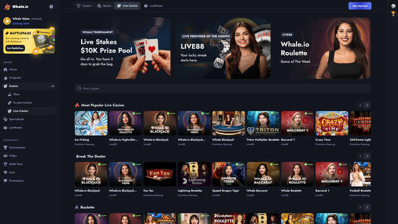 Whale Casino Desktop Live Dealer