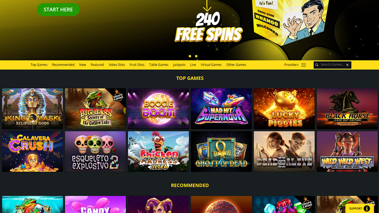 Whamoo Casino Desktop Homepage