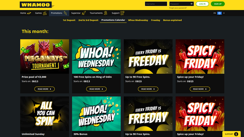 Whamoo Casino Desktop Promotions