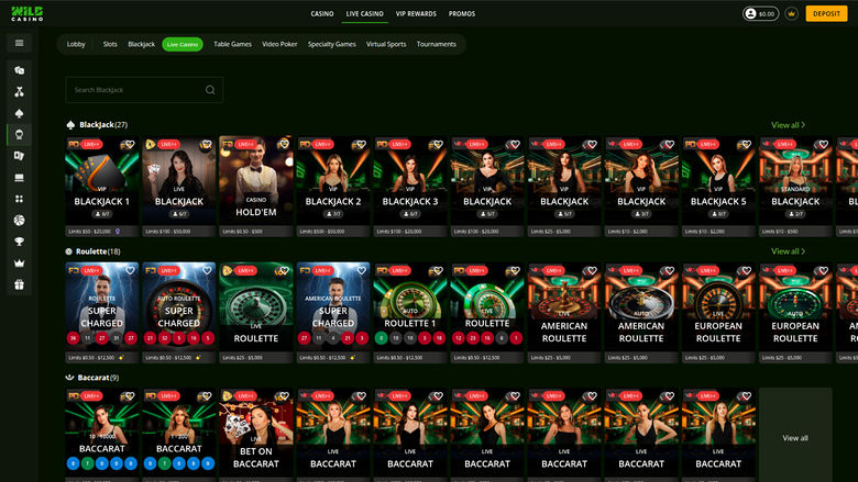 Wild Casino Desktop Live Dealer