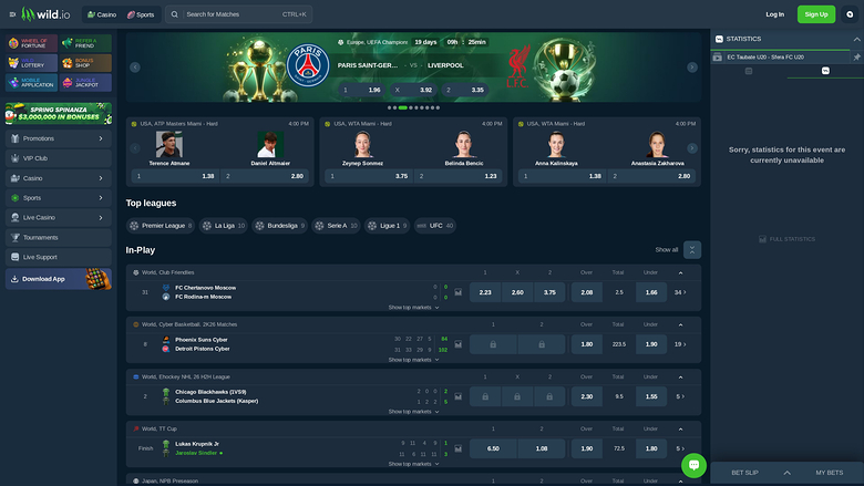 Wild.io Casino Sports Desktop