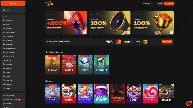 WildRoll Casino homepage