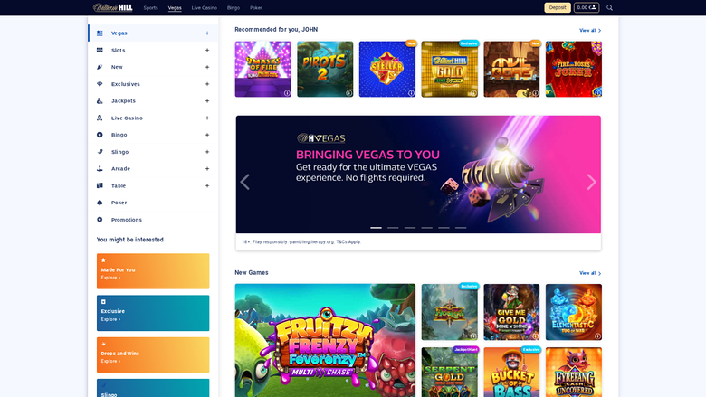 William Hill Casino Desktop Homepage