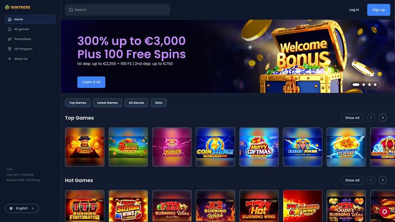 Win There Casino homepage