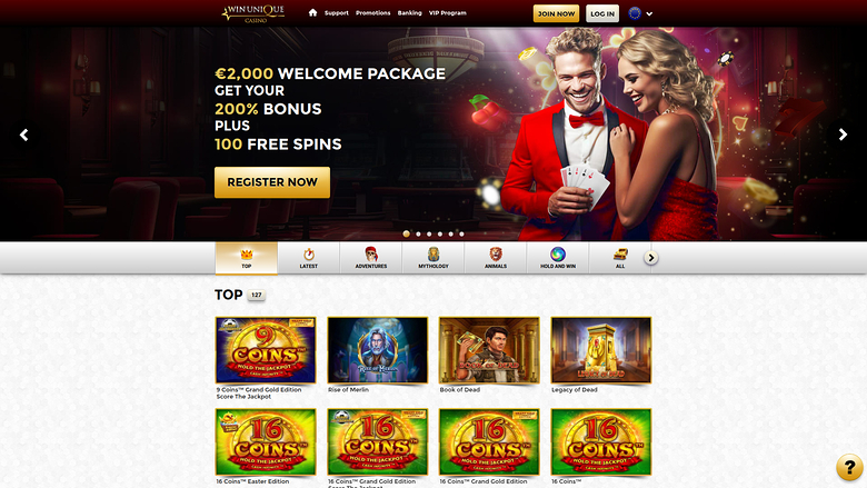 Win Unique Casino Desktop Homepage