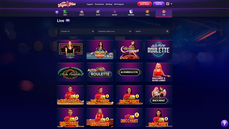 Win Vegasplus Casino Desktop Live Dealer