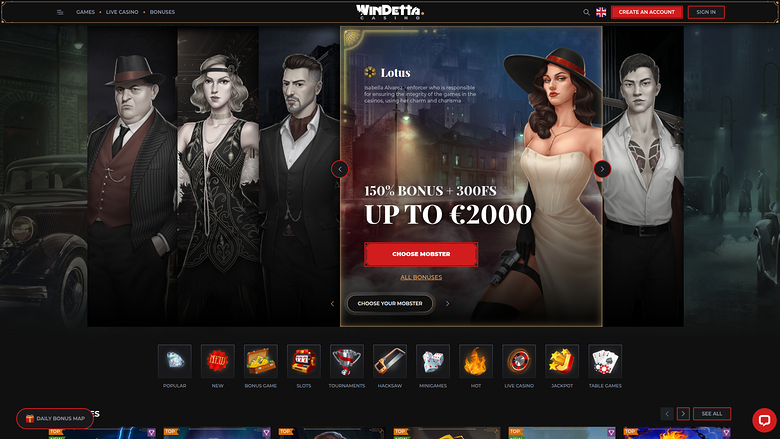 Windetta Casino Desktop Homepage