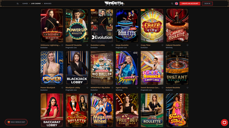 Windetta Casino Desktop Live Dealer