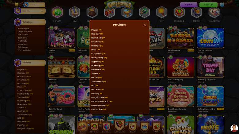 WinLegends Casino Desktop Game Developers