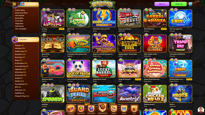 WinLegends Casino Desktop Games