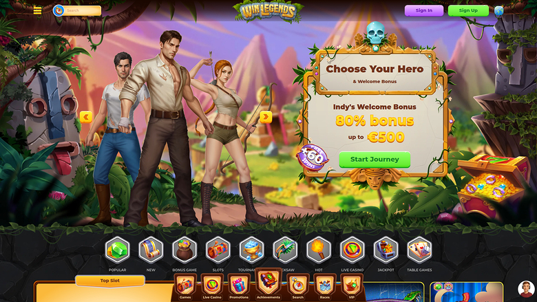 WinLegends Casino Desktop Homepage