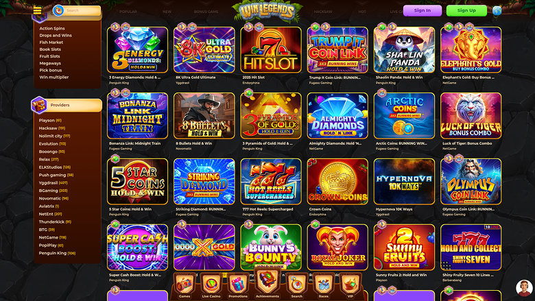 WinLegends Casino Desktop Jackpot