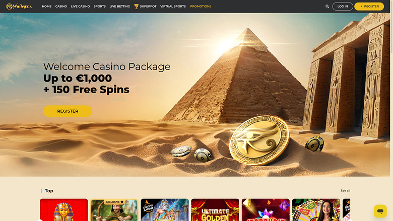 Win Mega Casino Desktop Homepage