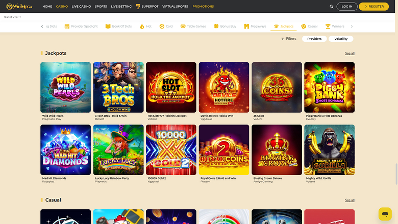 WinMega Casino Desktop Jackpot